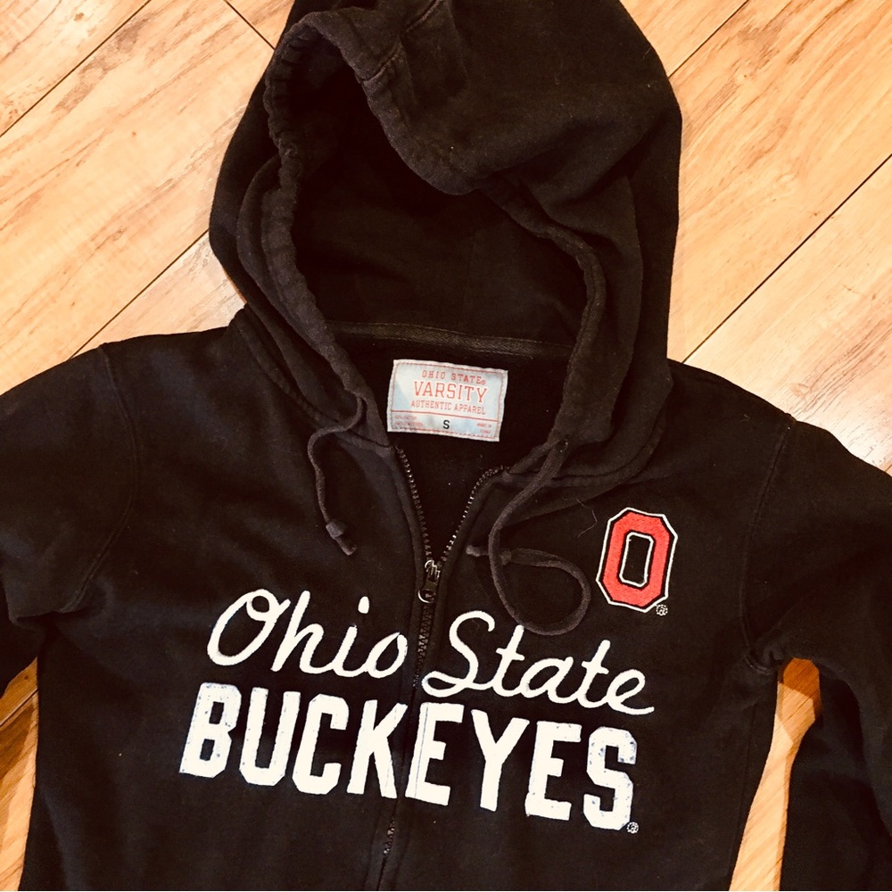 Ohio State Buckeyes college sweatshirt hoodie Brutus zip front black sma…